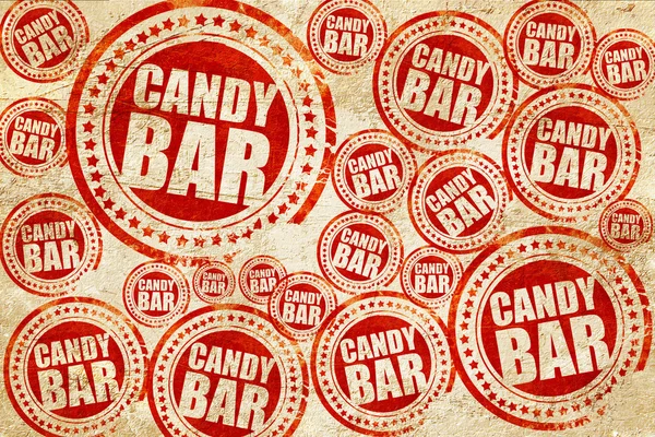 Candy bar, rode stempel op een grunge papier textuur — Stockfoto
