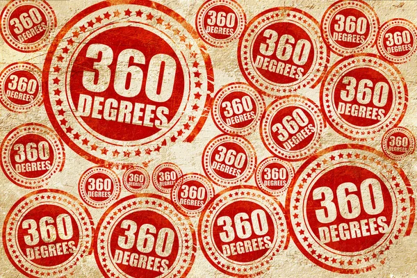 360 градусів, червона марка на текстурі гранжевого паперу — стокове фото