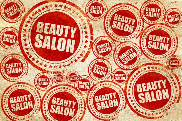 Salón de belleza, sello rojo en una textura de papel grunge —  Fotos de Stock