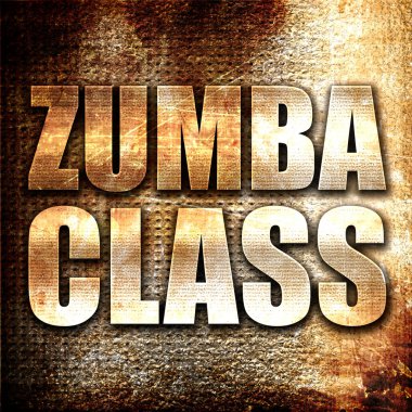 zumba sınıfı, 3d görüntüleme, paslı arkaplan üzerine metal metin