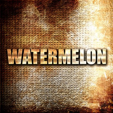 Karpuz, 3 boyutlu görüntüleme, paslı arkaplanda metal metin