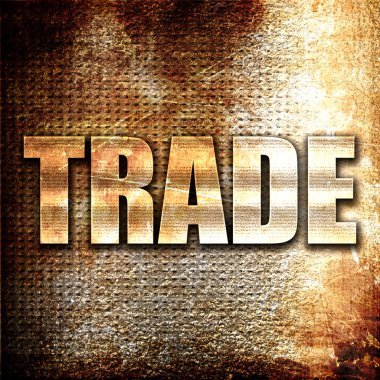 ticaret, 3 boyutlu görüntüleme, paslı arkaplanda metal metin