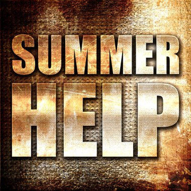 yaz yardımı, 3 boyutlu görüntüleme, paslı arkaplanda metal metin