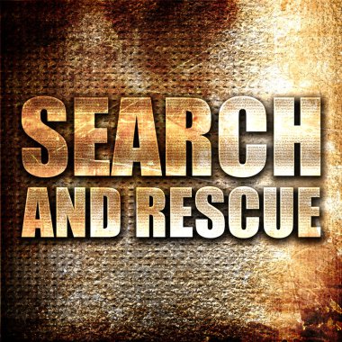 ara ve tekrar dava et, 3 boyutlu görüntüleme, paslı arkaplan üzerindeki metal metin