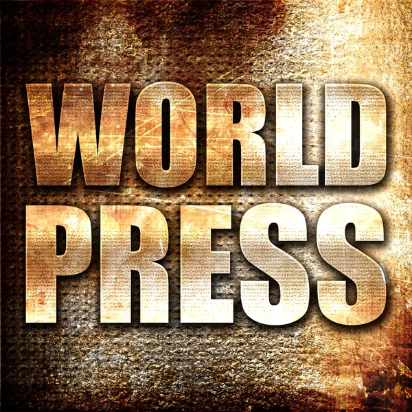 World Press Rendering Metal Text Rust Background — Stock Photo, Image