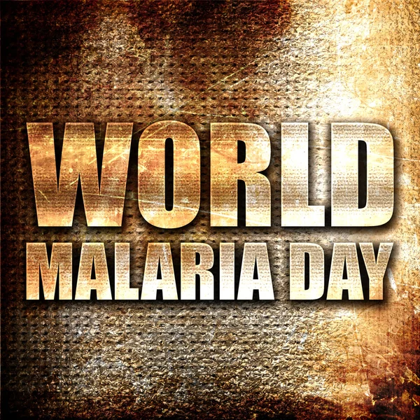 world malaria day, 3D rendering, metal text on rust background