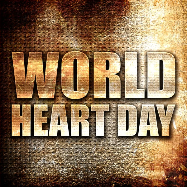 World Heart Day Rendering Metal Text Rust Background — 스톡 사진