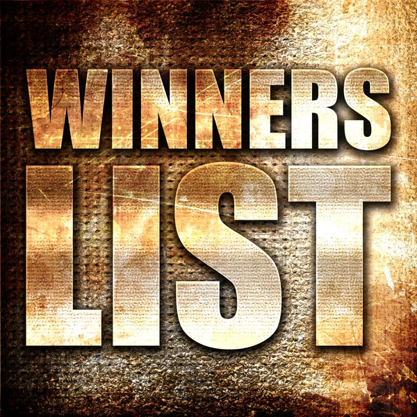 Winners List Rendering Μεταλλικό Κείμενο Φόντο Σκουριά — Φωτογραφία Αρχείου