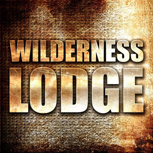 Wilderness Lodge Rendering Testo Metallo Sfondo Ruggine — Foto Stock