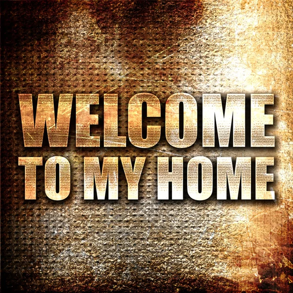 Welcome Home Rendering Metal Text Rust Background — Stock Photo, Image