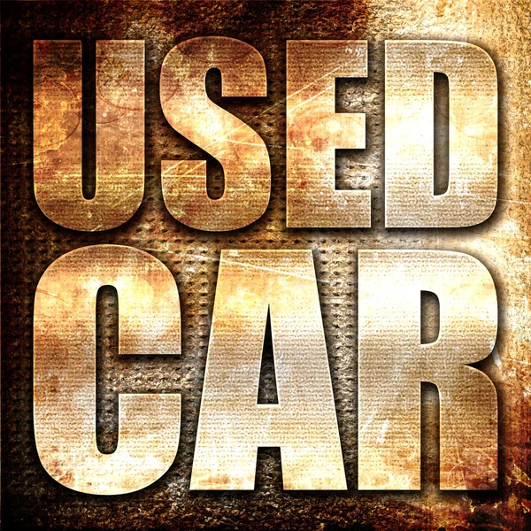 Used Car Rendering Metal Text Rust Background — Stock Photo, Image