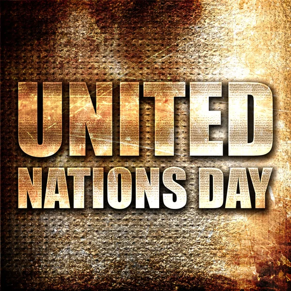 United Nations Day Rendering Metal Text Rust Background — 스톡 사진