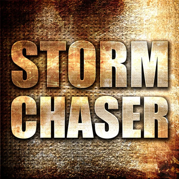 Storm Chaser Rendu Texte Métallique Sur Fond Rouille — Photo