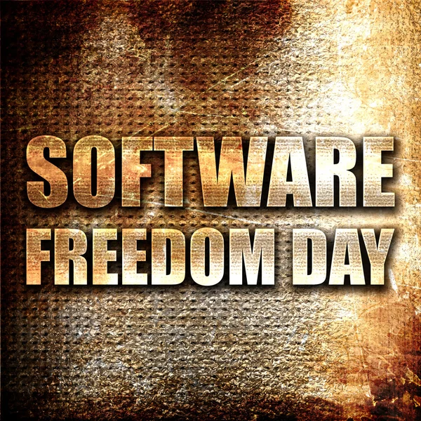 Software Freedom Day Rendering Metal Text Rust Background — 스톡 사진