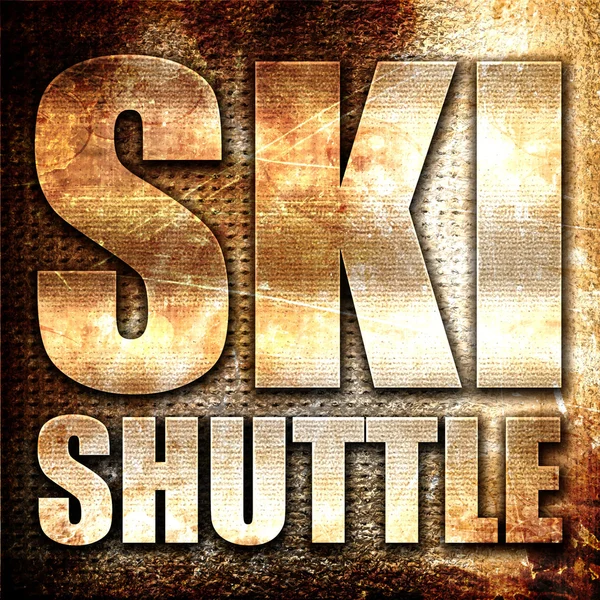 Ski Shuttle Rendering Metalen Tekst Roest Achtergrond — Stockfoto