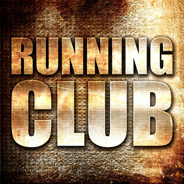 Running Club Rendering Metal Text Rust Background — 스톡 사진