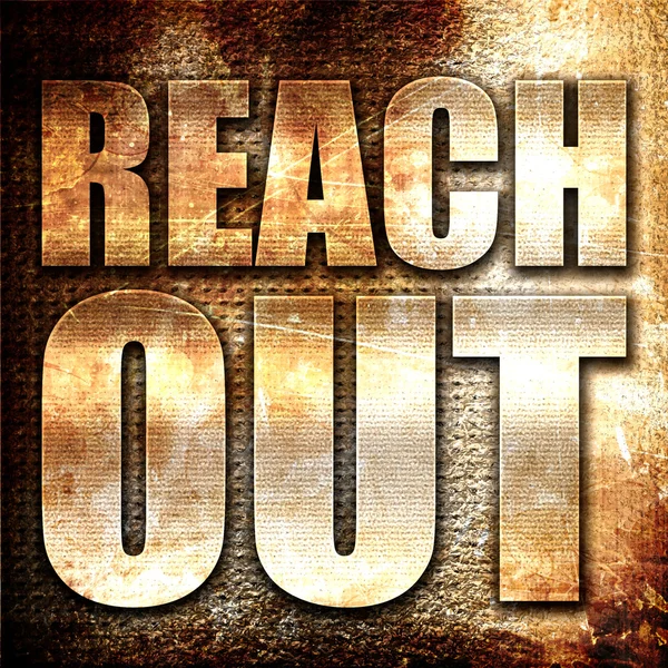 Reach Out Rendering Metal Text Rust Background — 스톡 사진