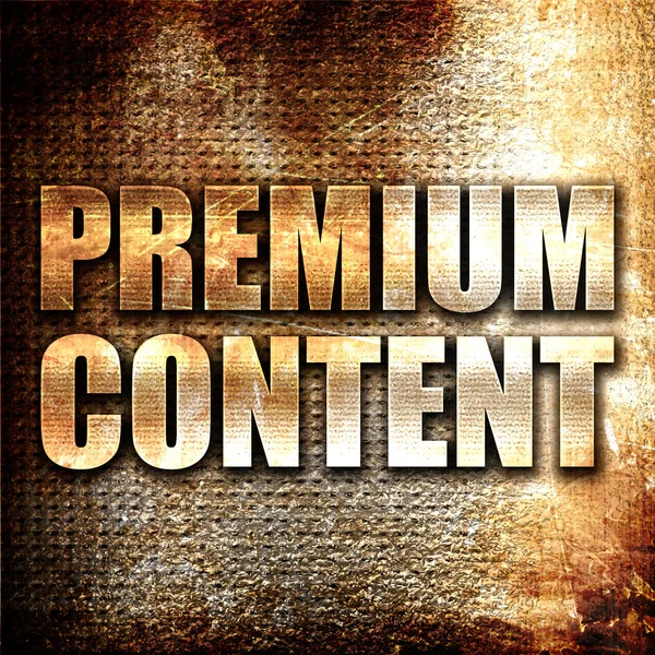 premium content, 3D rendering, metal text on rust background