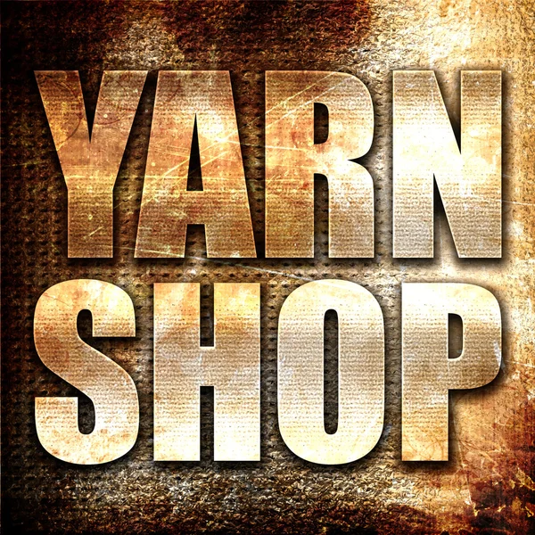 Yarn Shop Rendering Metal Text Rust Background — Stock Photo, Image