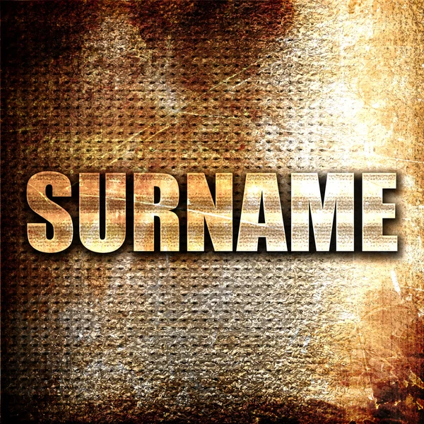 Surname Rendering Metal Text Rust Background — Stock Photo, Image