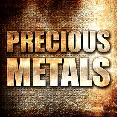 değerli metaller, 3 boyutlu görüntüleme, paslı arkaplanda metal metin