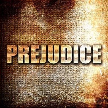 önyargı, 3d görüntüleme, pas arkaplanındaki metal metin