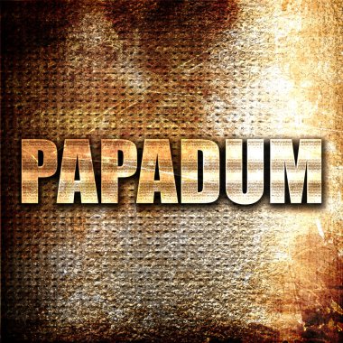 papadum, 3d görüntüleme, pas arkaplan üzerine metal metin