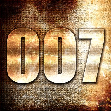 007, 3D görüntüleme, paslı arkaplanda metal metin