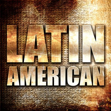 Latin Amerikalı, 3 boyutlu, paslı arka planda metal metin