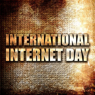 Uluslararası internet günü, 3D görüntüleme, paslı arkaplan üzerine metal metin