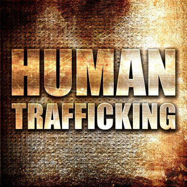 human trafficking, 3D rendering, metal text on rust background clipart