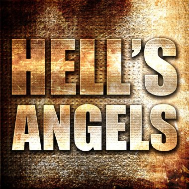 hells angels, 3D rendering, metal text on rust background clipart