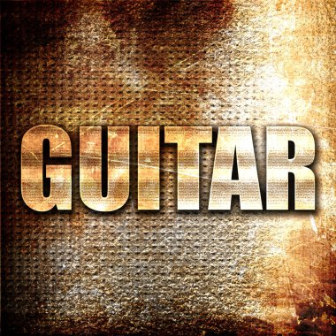 gitar, 3d render, pas arka plan üzerinde metal metin