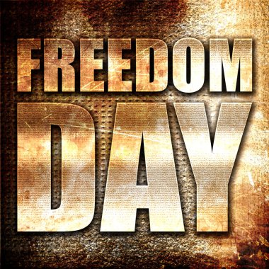 Özgürlük gününüz, 3d render, pas arka plan üzerinde metal metin