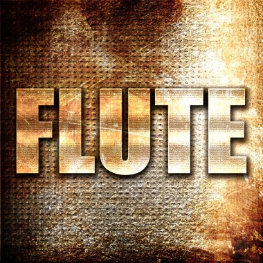 flüt, 3d render, pas arka plan üzerinde metal metin