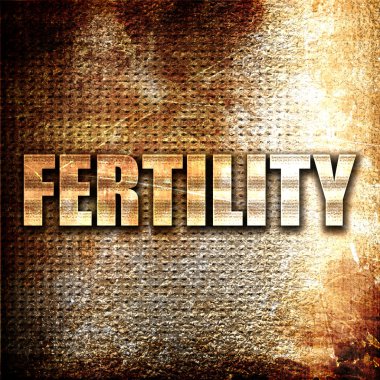doğurganlık, 3d render, pas arka plan üzerinde metal metin