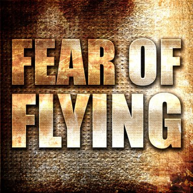 Uçuş, 3d render, pas arka plan üzerinde metal metin korkusu