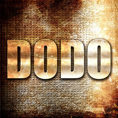 Dodo, 3d render, pas arka plan üzerinde metal metin