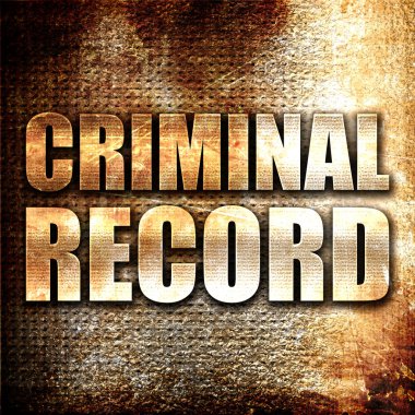 Sabıka kaydı, 3d render, pas arka plan üzerinde metal metin