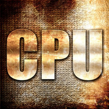 CPU, 3d render, pas arka plan üzerinde metal metin
