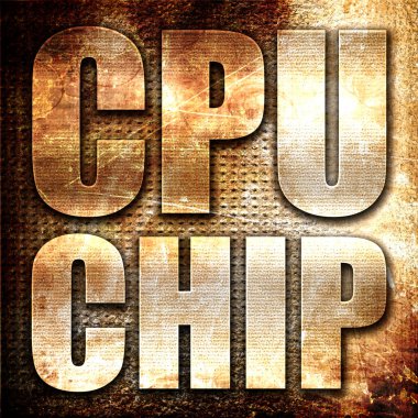 CPU çip, 3d render, pas arka plan üzerinde metal metin