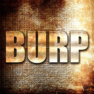 geğirti, 3d render, pas arka plan üzerinde metal metin