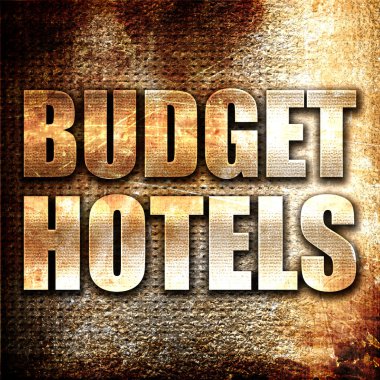 pas arka plan üzerinde metin ekonomik Hoteller, 3d render, metal