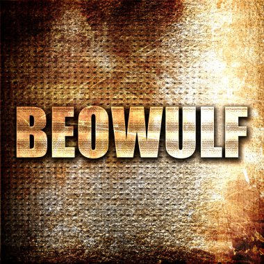 Beowulf, 3d render, pas arka plan üzerinde metal metin