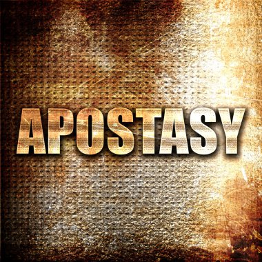 Apostasy, 3d render, pas arka plan üzerinde metal metin