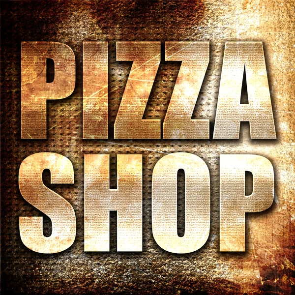 Pizza Shop Renderowanie Metalowy Tekst Tle Rdzy — Zdjęcie stockowe