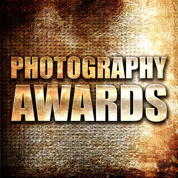 Nagrody Fotograficzne Renderowanie Metalowy Tekst Tle Rdzy — Zdjęcie stockowe