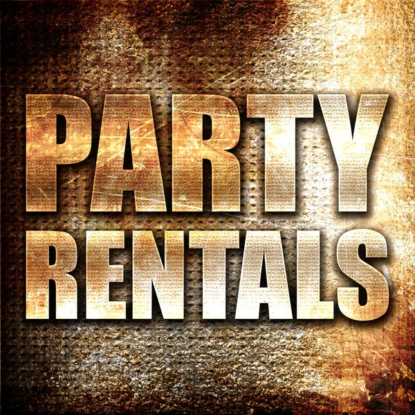 Party Rentals Rendering Metal Text Rust Background — 스톡 사진