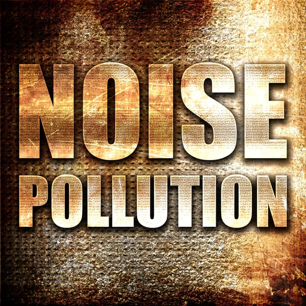 noise pollution, 3D rendering, metal text on rust background