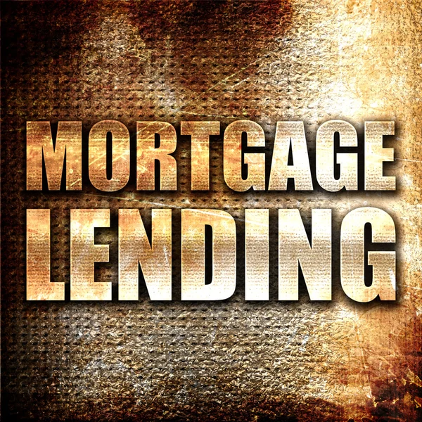 Mortgage Lending Rendering Metal Text Rust Background — Stock Photo, Image